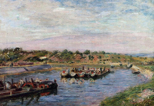  Alfred Sisley Idle Barges on the Loing Canal at Saint-Mammes - Canvas Print
