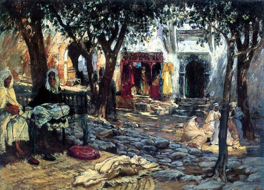  Frederick Arthur Bridgeman Idle Moments: An Arab Courtyard - Canvas Print