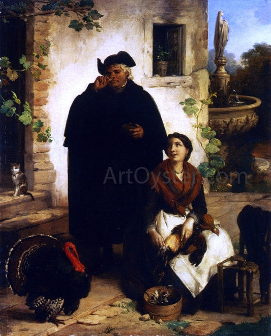  Angelo Inganni Il Parroco e la Perpetua - Canvas Print