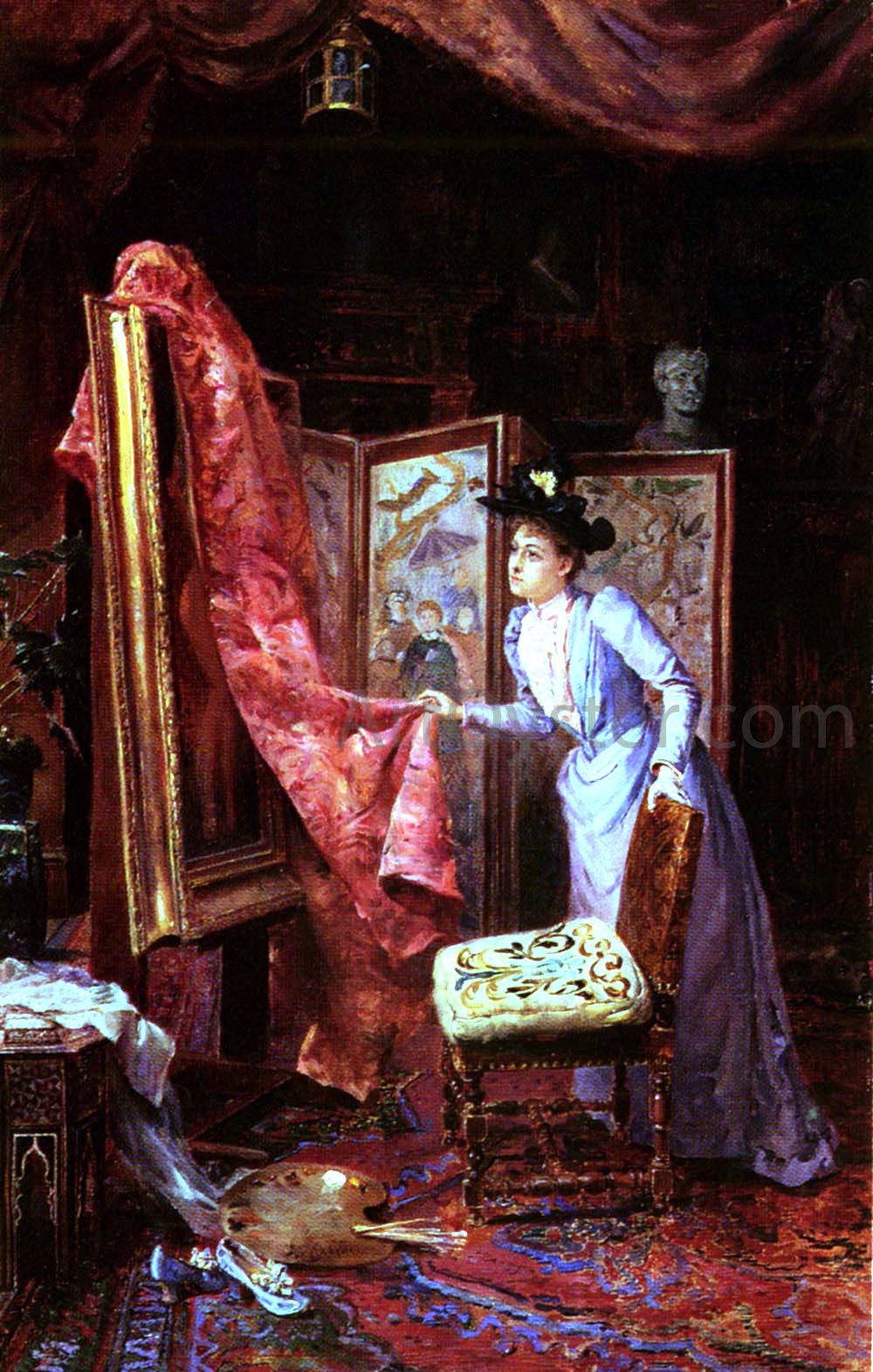  Achille Vianelli Il Studio Da Pittura - Canvas Print