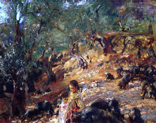  John Singer Sargent Ilex Wood at Majorca with Blue Pigs - Canvas Print