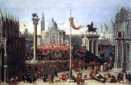  The Younger Joseph Heintz Imaginary Scene with Venetian Buildings - Canvas Print