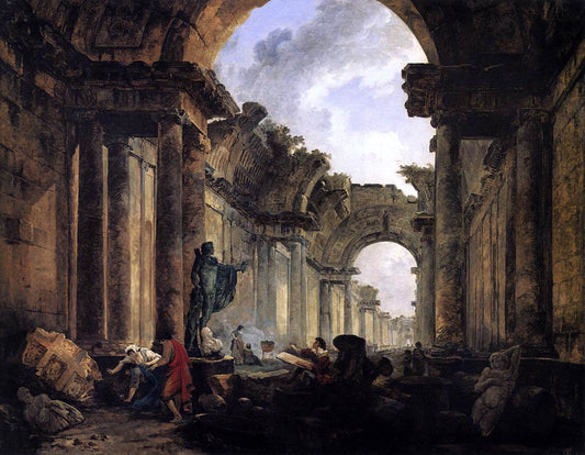  Hubert Robert Imaginary View of the Grande Galerie in the Louvre in Ruins - Canvas Print