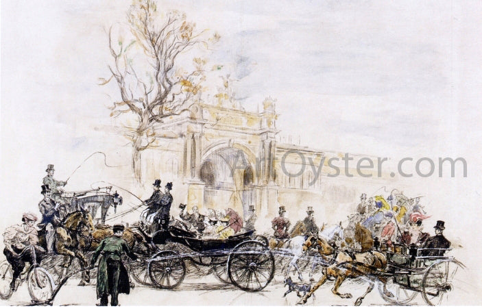  Jean-Georges Beraud In front of the Palais de L'Industrie, Paris - Canvas Print