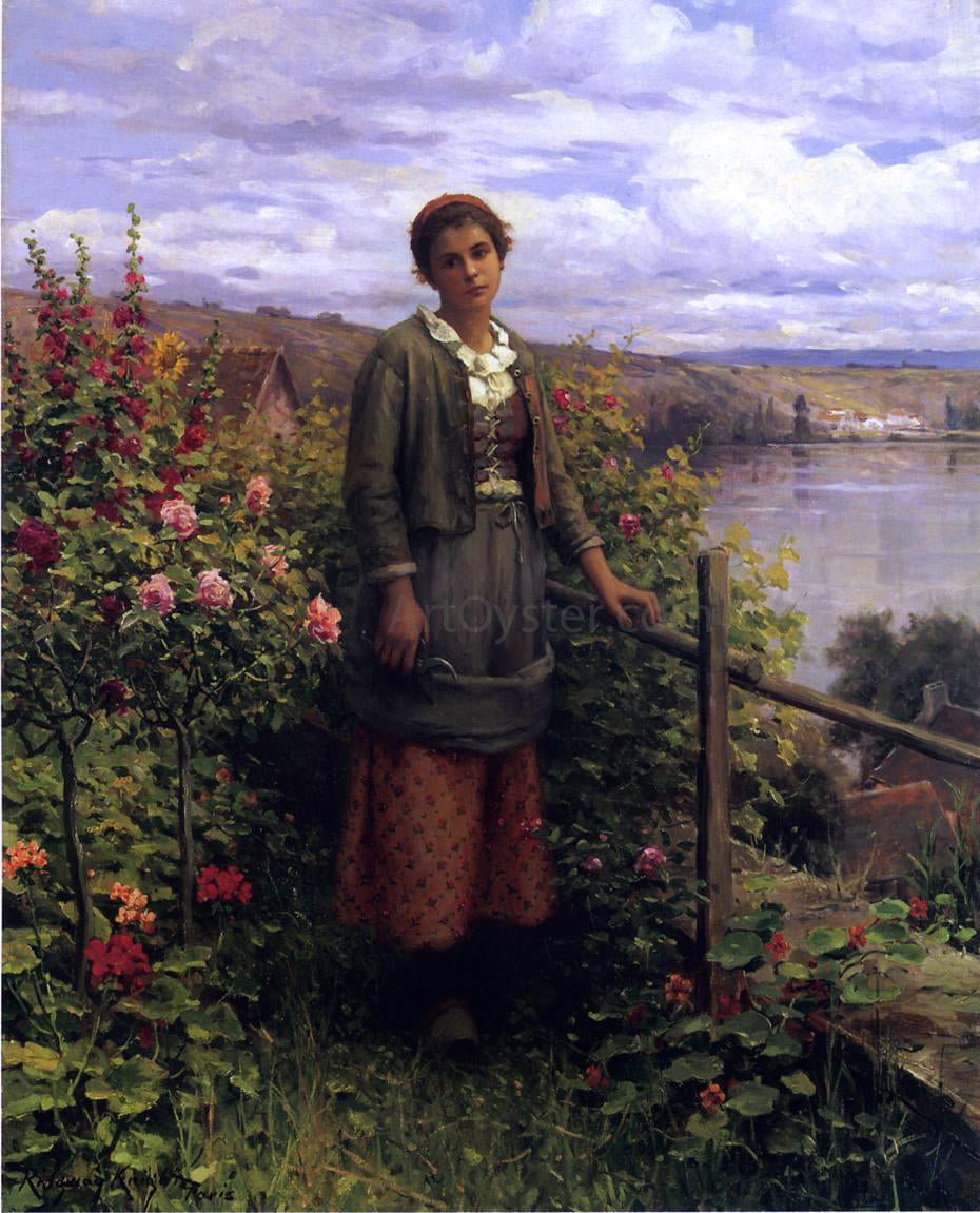  Daniel Ridgway Knight In Her Garden - Canvas Print