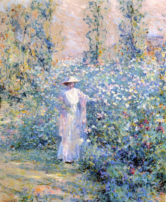  Robert Lewis Reid In the Flower Garden - Canvas Print