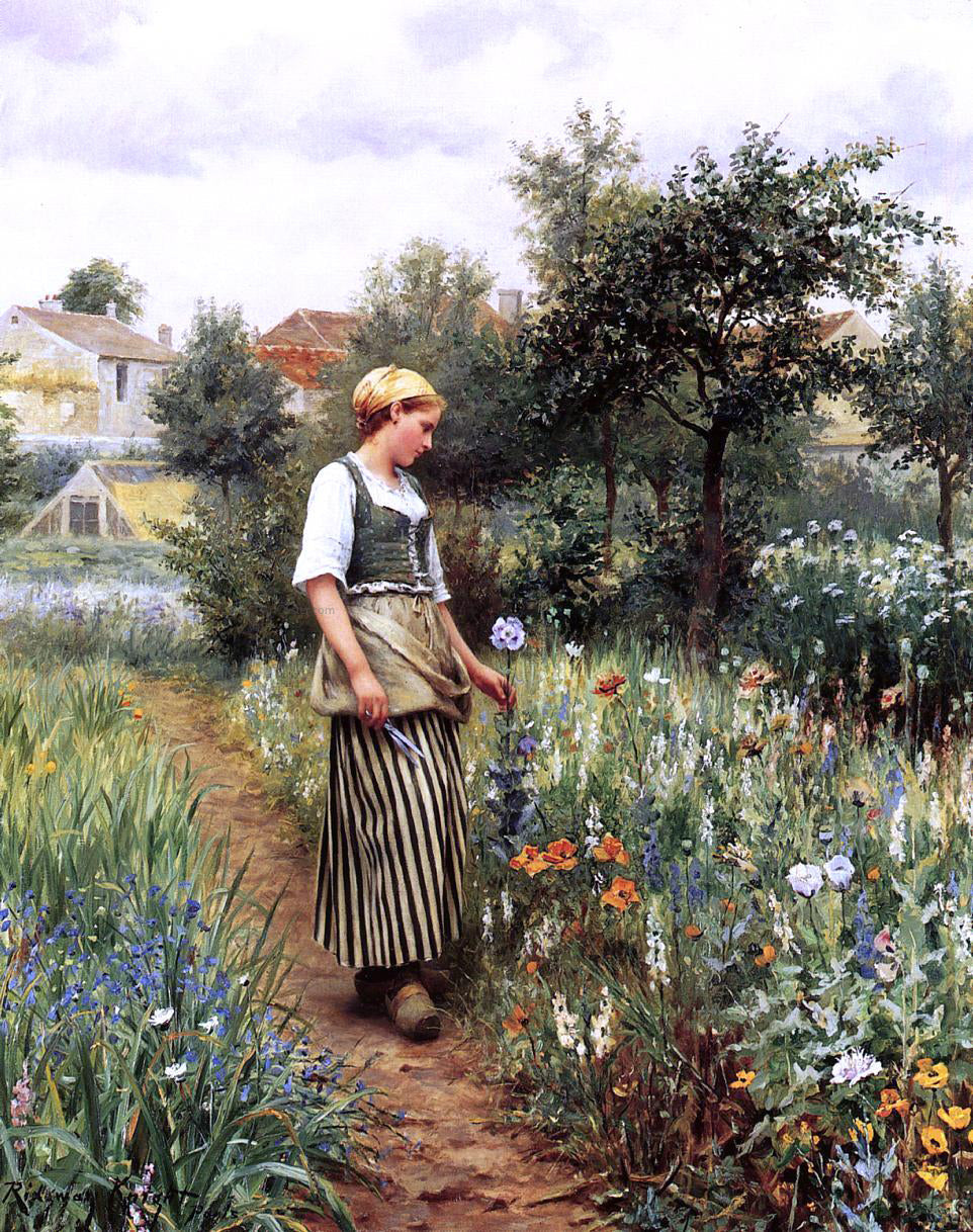  Daniel Ridgway Knight In the Garden - Canvas Print