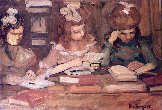  Maurice Prendergast In the Library (also known as Three School Girls) - Canvas Print
