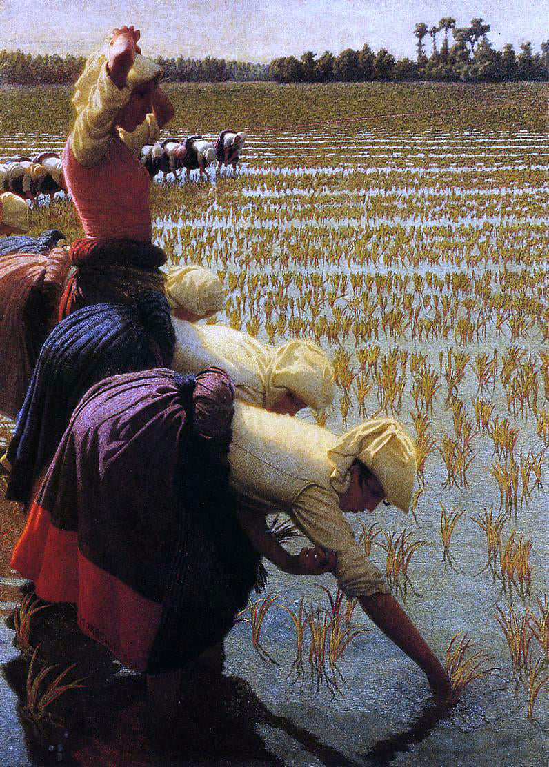 Angelo Morbelli In the Rice Fields Canvas Print – Art MegaMart
