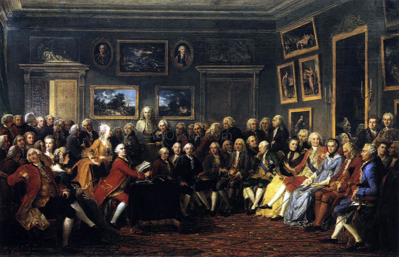  Anicet-Charles-Gabriel Lemonnier In the Salon of Madame Geoffrin in 1755 - Canvas Print
