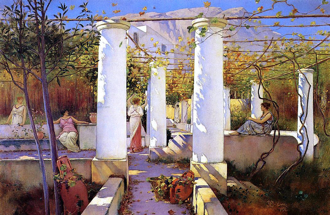  Charles Caryl Coleman In the Shade of the Vines, Capri - Canvas Print