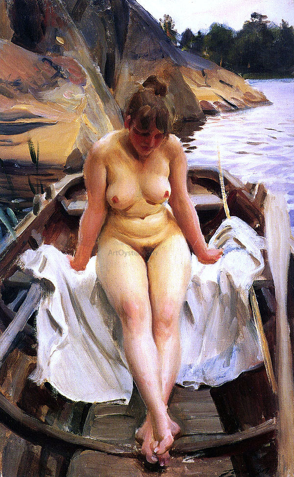  Anders Zorn In Werner's row boat - Canvas Print