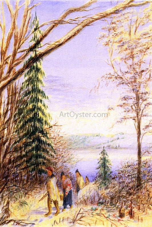  Juan Buckingham Wandesforde Indians Walking Along a Winter Path - Canvas Print