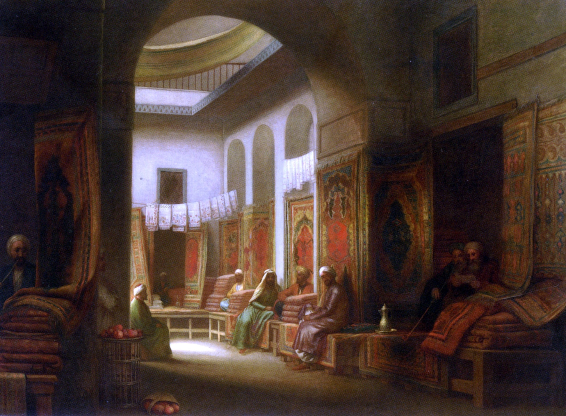  George Henry Hall Inside the Carpet Bazaar - Canvas Print