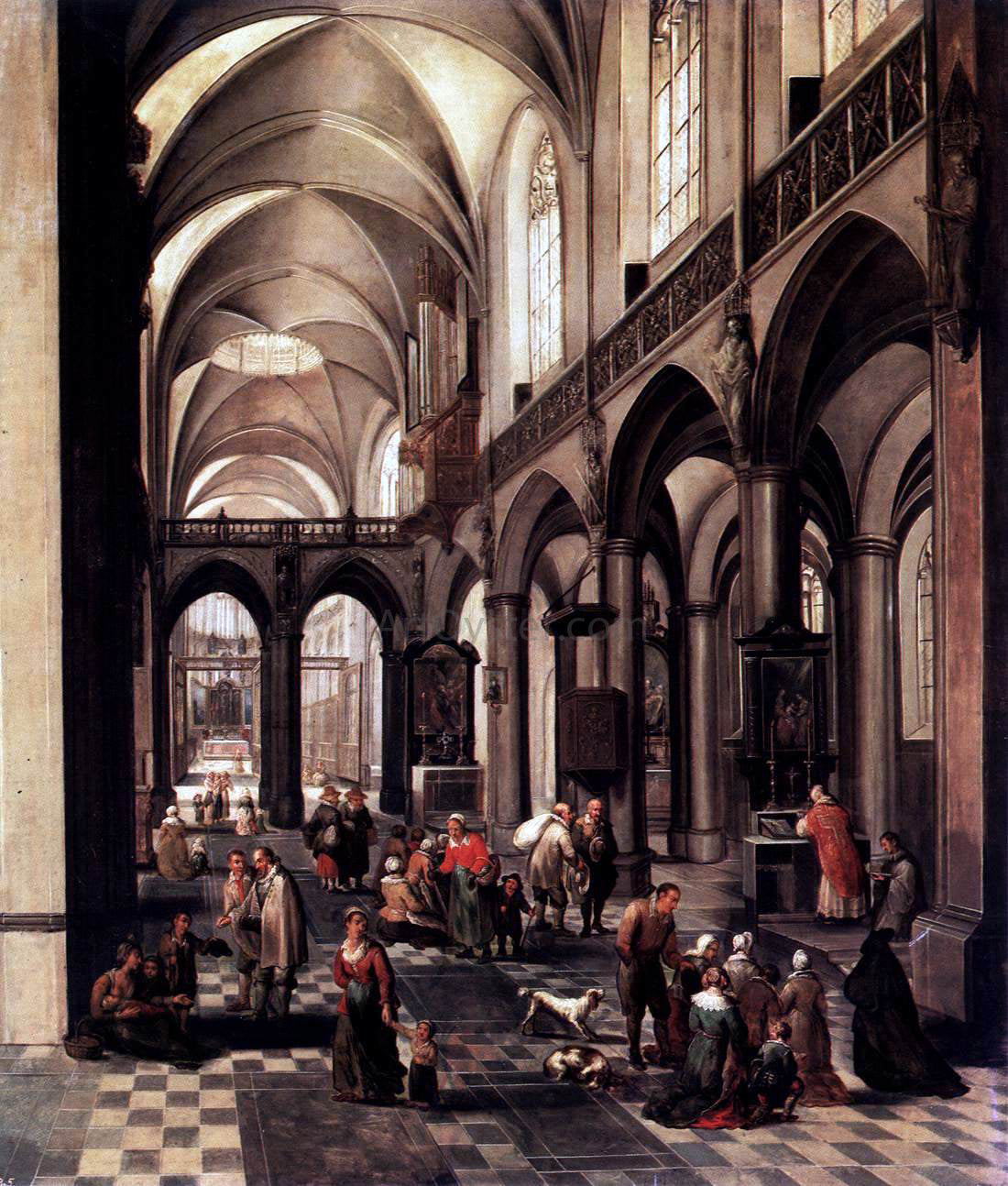  The Elder Peeter Neeffs Interior of a Flemish Church - Canvas Print