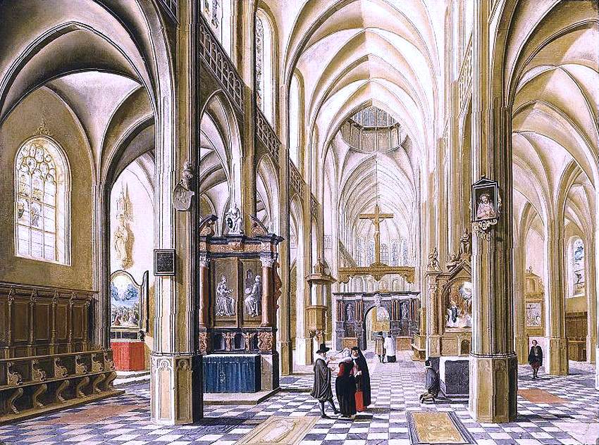  Bartholomeus Van Bassen Interior of a Gothic Cathedral - Canvas Print