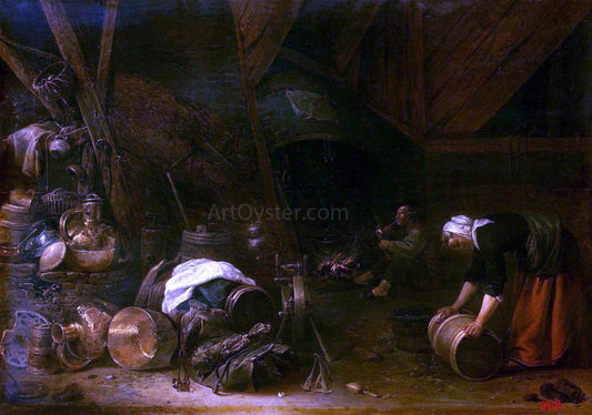  Herman Saftleven Interior of a Peasant Hut - Canvas Print