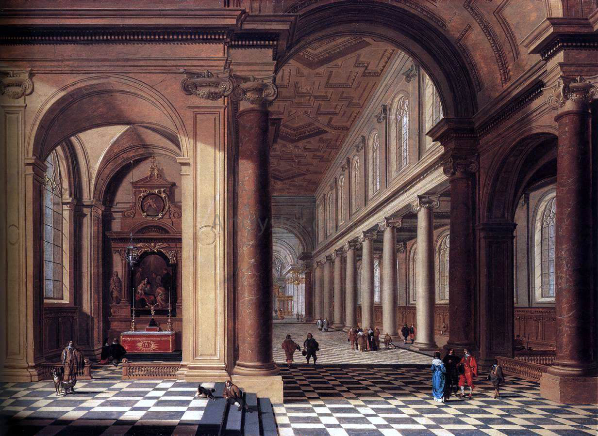  Gerard Houckgeest Interior of an Imaginary Catholic Church in Classical Style - Canvas Print