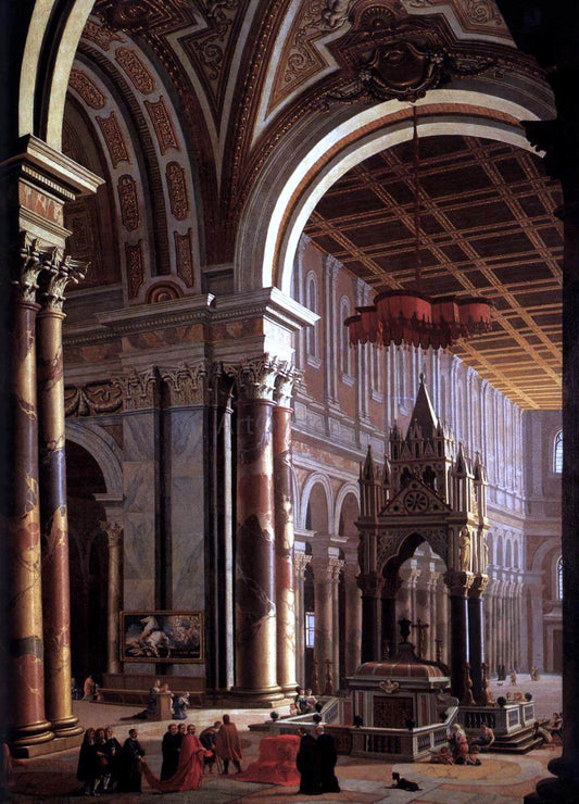  Pietro Francesco Garola Interior of the Basilica of San Paolo in Rome - Canvas Print