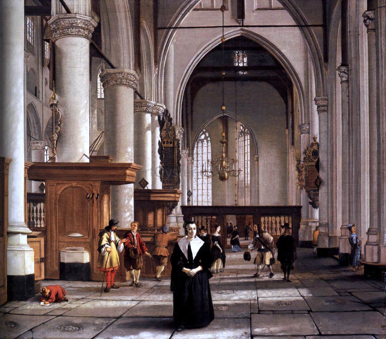  Cornelis De Man Interior of the Laurenskerk, Rotterdam - Canvas Print