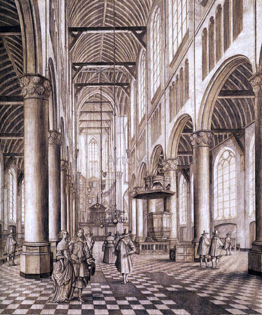  Johannes Coesermans Interior of the Nieuwe Kerk, Delft - Canvas Print