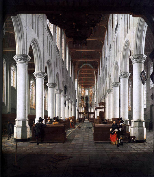  Hendrick Cornelisz Van Vliet Interior of the Nieuwe Kerk, Delft, from beneath the Organ Loft at the Western Entrance - Canvas Print