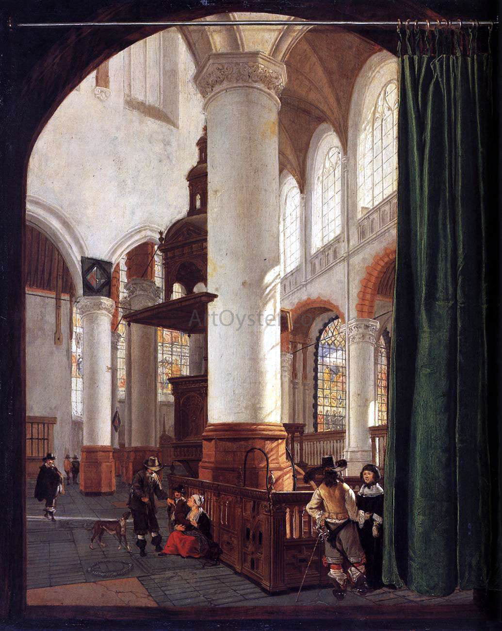  Gerard Houckgeest Interior of the Oude Kerk, Delft, with the Pulpit of 1548 - Canvas Print