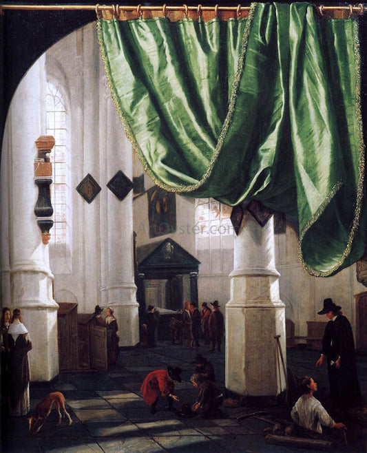  Hendrick Cornelisz Van Vliet Interior of the Oude Kerk, Delft, with the Tomb of Piet Hein - Canvas Print
