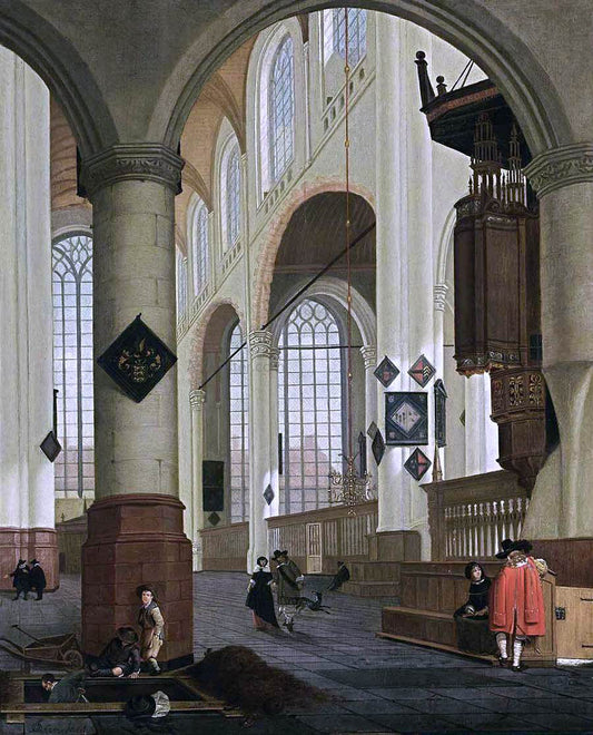  Cornelis De Man Interior of the Oude Kerk in Delft - Canvas Print