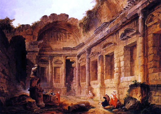  Hubert Robert Interior of the Temple of Diana at Nimes - Canvas Print