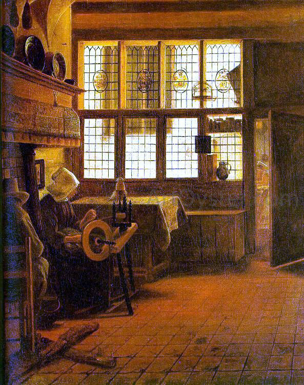  Esaias Boursse Interior with a Woman at a Spinning Wheel - Canvas Print