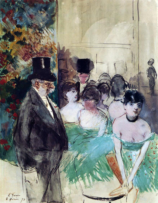  Jean-Louis Forain Intermission on Stage - Canvas Print