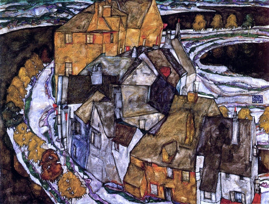  Egon Schiele Island Town (also known as Krumau Town Crescent II) - Canvas Print