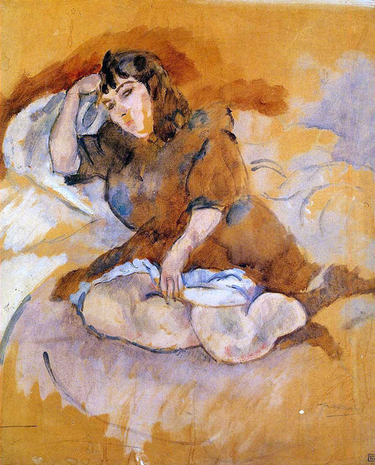  Jules Pascin Italian Girl, Seated - Canvas Print