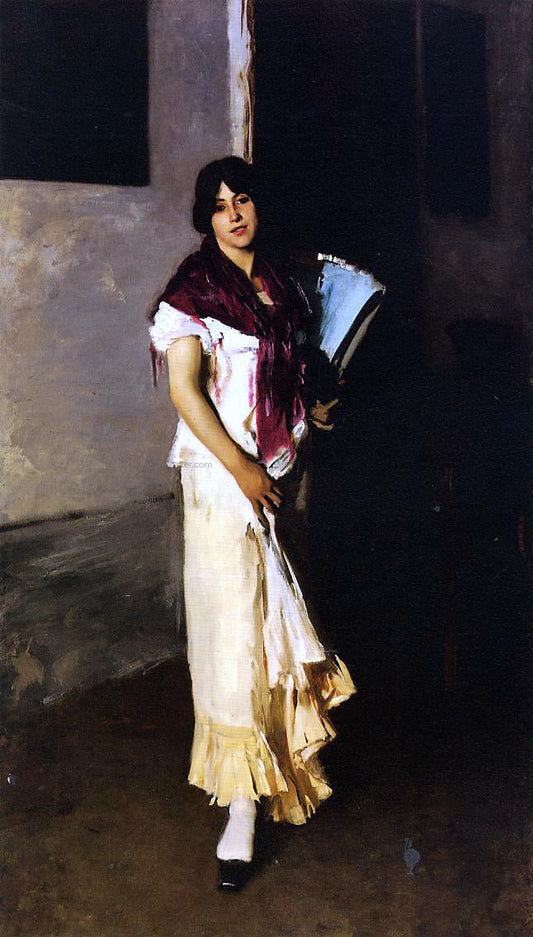  John Singer Sargent Italian Girl with Fan (also known as Venetian Girl with a Fan) - Canvas Print