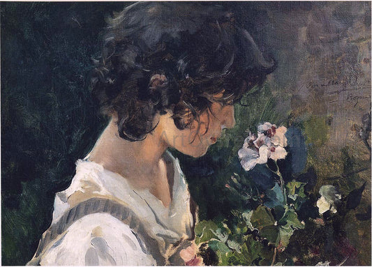  Joaquin Sorolla Y Bastida Italian Girl with Flowers - Canvas Print