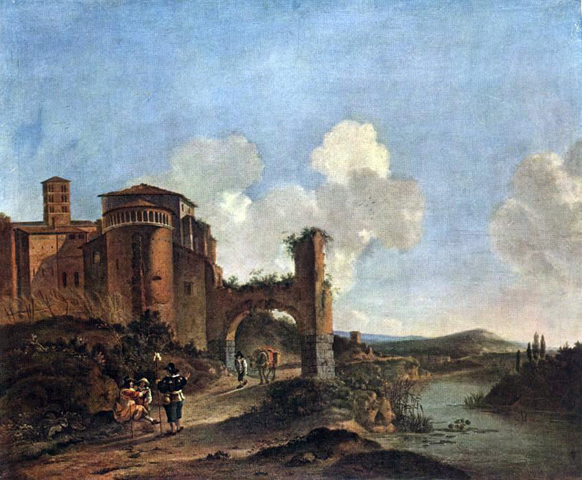  Jan Asselyn Italian Landscape with SS. Giovanni e Paolo in Rome - Canvas Print