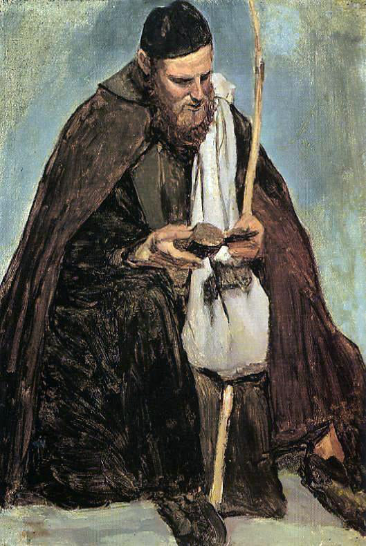  Jean-Baptiste-Camille Corot Italian Monk Reading - Canvas Print