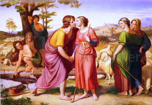  Franz August Schubert Jacob and Rachel at the Well - Canvas Print