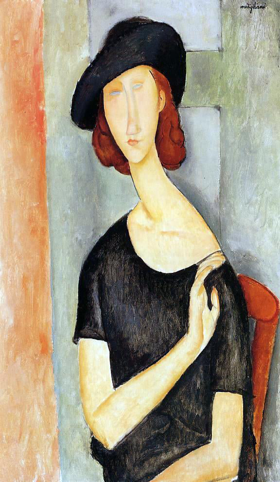  Amedeo Modigliani Jeanne Hebuterne in a Hat - Canvas Print