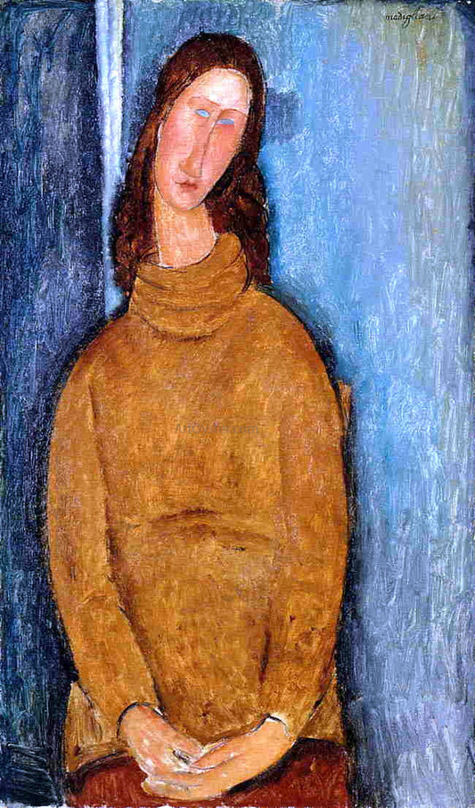  Amedeo Modigliani Jeanne Hebuterne in a Yellow Jumper - Canvas Print