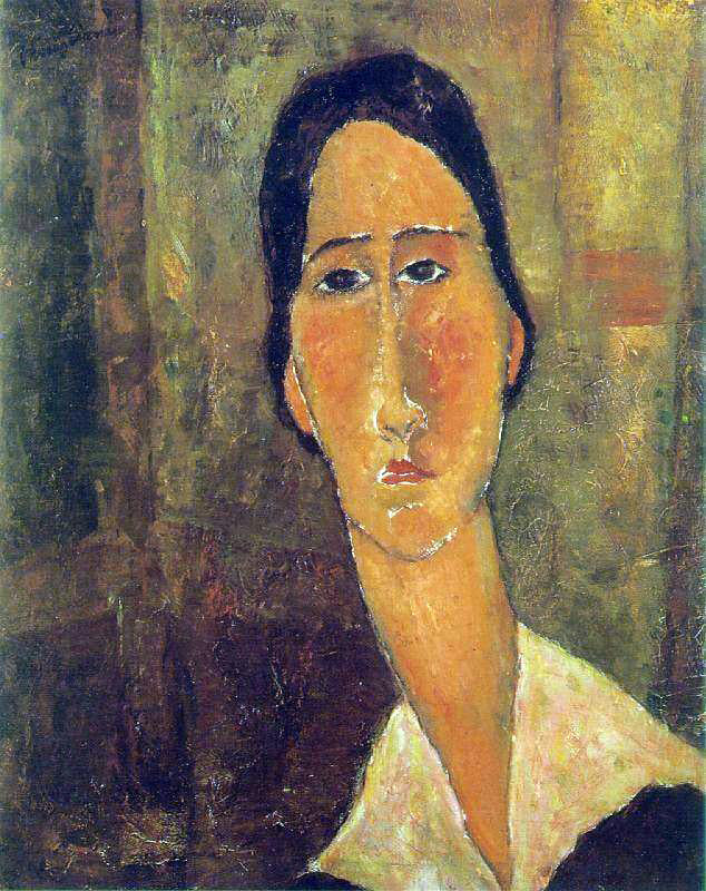  Amedeo Modigliani Jeanne Hebuterne with White Collar - Canvas Print