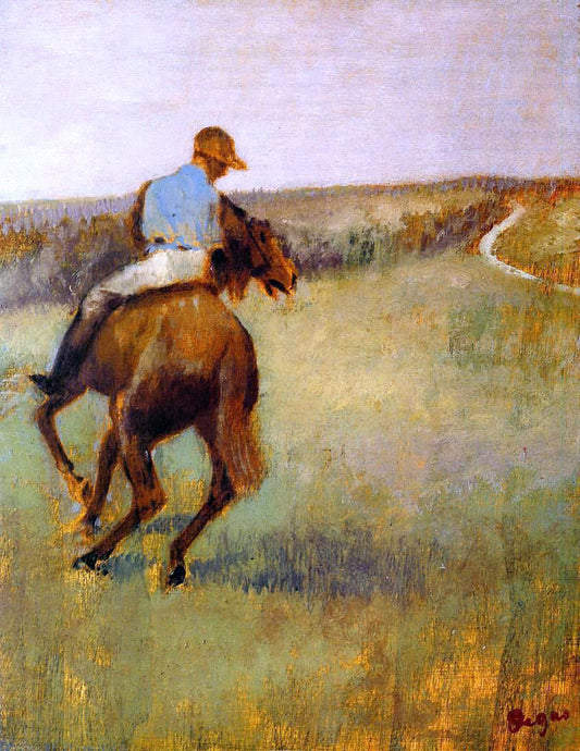  Edgar Degas Jockey in Blue on a Chestnut Horse - Canvas Print