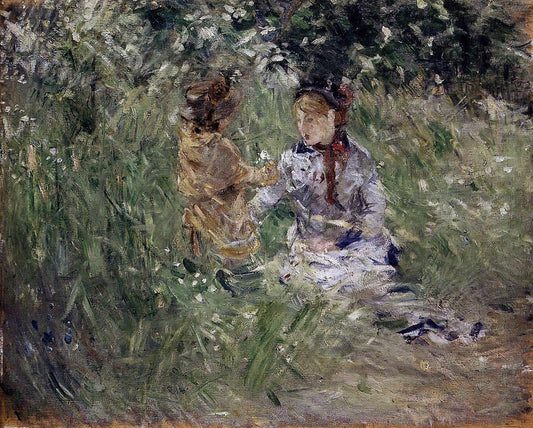 Berthe Morisot Julie with Pasie in the Garden at Bougival - Canvas Print