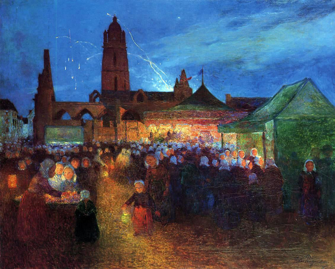  Ferdinand Du Puigaudeau July 14th Fireworks at Bourg-de-Batz - Canvas Print