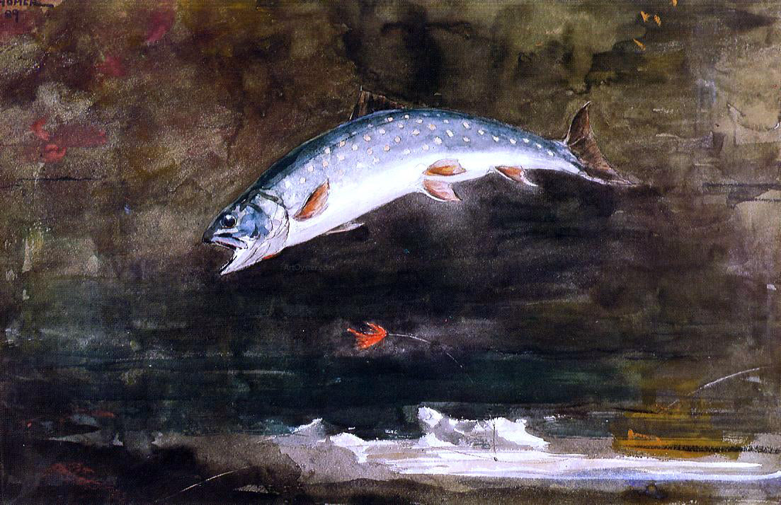  Winslow Homer Jumping Trout - Canvas Print