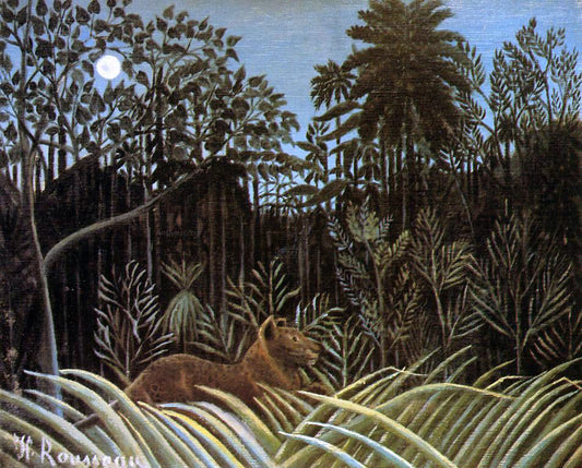  Henri Rousseau Jungle with Lion - Canvas Print