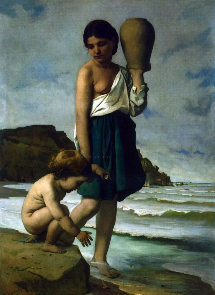  Anselm Friedrich Feuerbach Kinder am Strande - Canvas Print