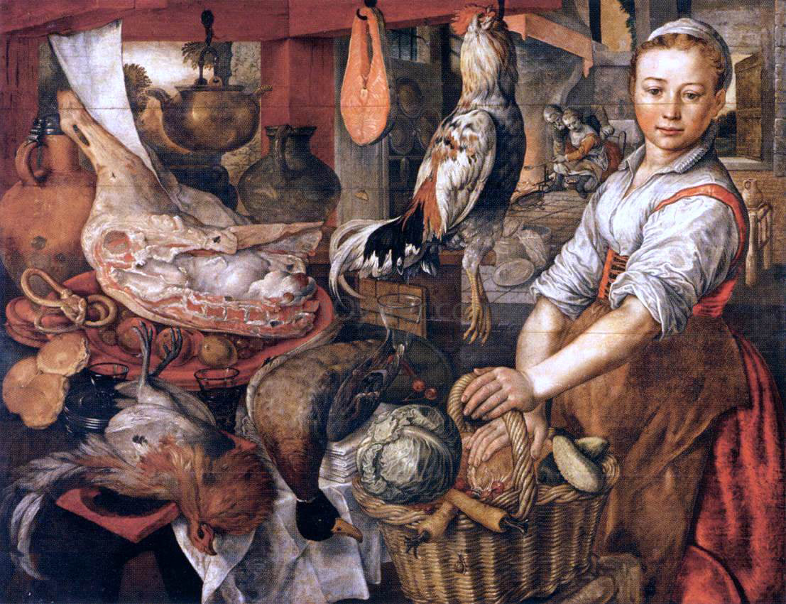  Joachim Beuckelaer Kitchen Interior - Canvas Print