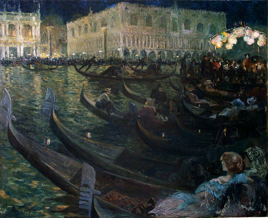  Louis Abel-Truchet La Festa Del Redentore, Venice - Canvas Print